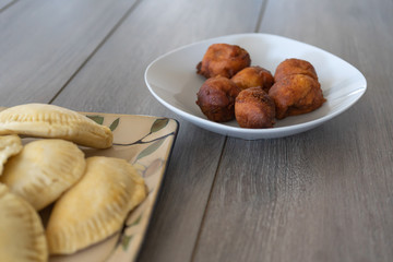 Nigerian Meat Pie Served with Puff Puff Buns 