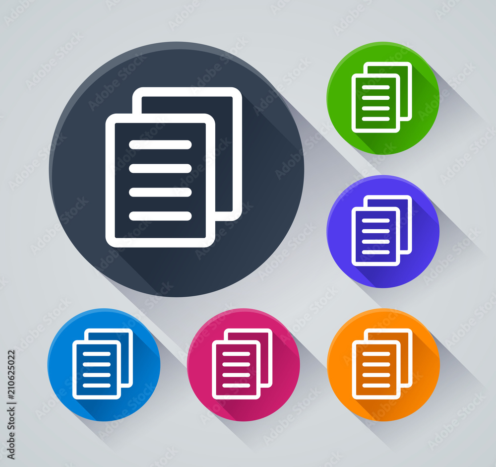 Poster papers circle icons with shadow