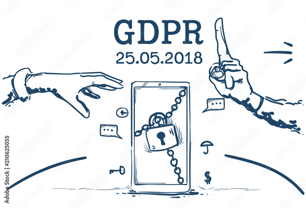 Poster do not touch hand pointing padlock safe general data protection regulation gdpr server security guar