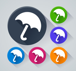 umbrella circle icons with shadow