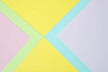 Naklejka premium Pastel colored paper flat lay top view, background texture, pink, purple, yellow, beige, green and blue.