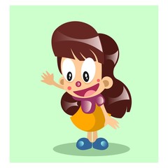 cute happy little girls cartoon character