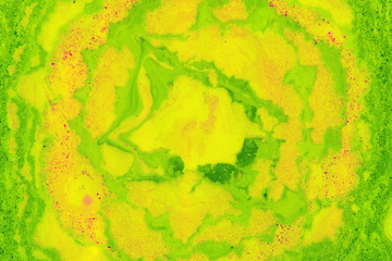 Suminagashi marble texture hand painted with yellow ink. Digital paper 119 performed in traditional japanese suminagashi floating ink technique. Unusual liquid abstract background.