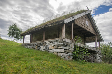 Fototapeta na wymiar Old houses in ecomuseum in Norway