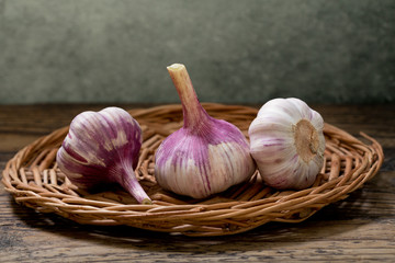 fresh garlic on a table