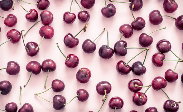 cherry on pink background