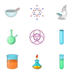 Test of biological weapons icons set. Cartoon set of 9 test of biological weapons vector icons for web isolated on white background