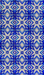 Detail of old traditional ornate portuguese decorative azulejo tiles