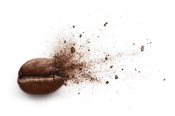 Gordijnen Coffee powder bursting out from coffee bean © phive2015