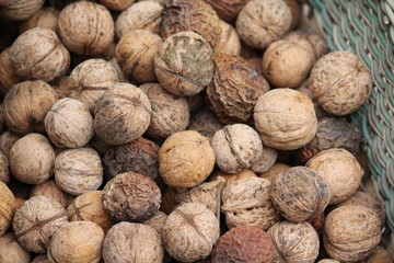 Basket with walnuts