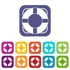 Lifeline icons set vector illustration in flat style in colors red, blue, green, and other