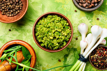 Delicious basil pesto sauce