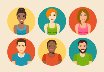 Set of people avatar collection. Vector flat illustration