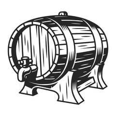 Vintage beer wooden barrel template