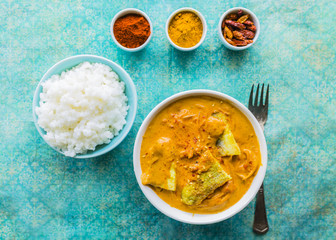Curry with fish and coconut milk, fish molee.
