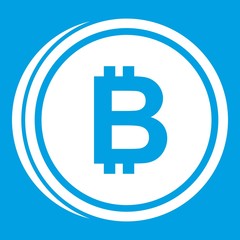 Coin bat icon white isolated on blue background vector illustration