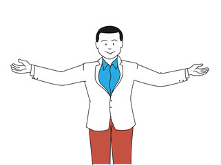 businessman open arm with cheerful action