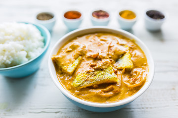 Curry with fish and coconut milk, fish molee.
