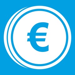 Euro coins icon white isolated on blue background vector illustration