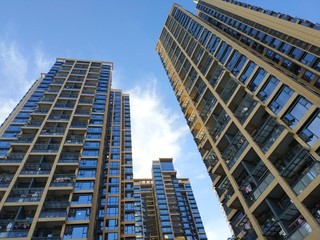 Urban housing under the blue sky