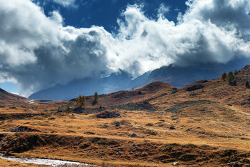 Alpine landscape near Bernina pass , Switzerland.