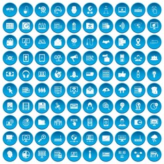 100 cyber security icons set in blue circle isolated on white vector illustration