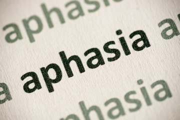 word aphasia printed on paper macro