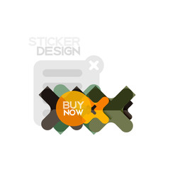 Flat design cross shape geometric sticker icon, paper style design with buy now sample text, for business or web presentation, app or interface buttons