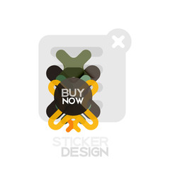 Flat design cross shape geometric sticker icon, paper style design with buy now sample text, for business or web presentation, app or interface buttons