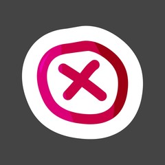 Fototapeta premium Vector cross icon colored sticker. Layers grouped for easy editing illustration. For your design.