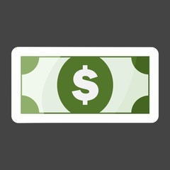 Cash  money icon colored sticker. Layers grouped for easy editing illustration.  For your design.