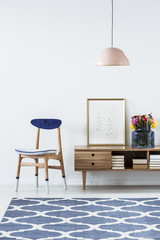 Vintage blue living room interior