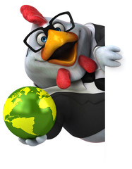 Fun chicken - 3D Illustration