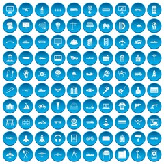 100 engineering icons set in blue circle isolated on white vector illustration