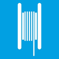 Electric cable in coil icon white isolated on blue background vector illustration