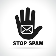 stop spam on white background - obrazy, fototapety, plakaty