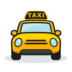 yellow taxi on white background