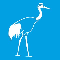 Stork icon white isolated on blue background vector illustration