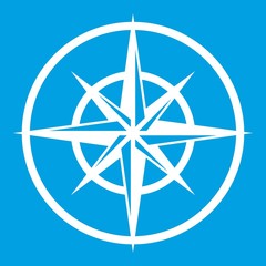 Sign of compass to determine cardinal directions icon white isolated on blue background vector illustration