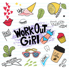 Doodle set. Hand drawn illustration in vector.