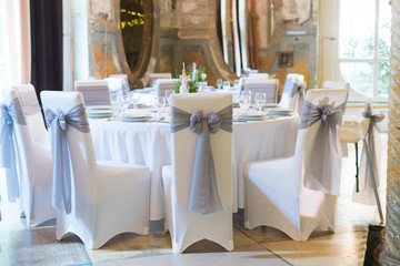 Fototapeta na wymiar fancy table set for a wedding dinner
