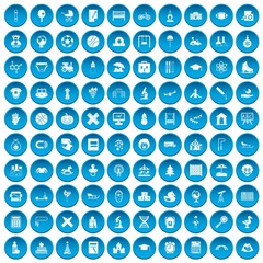 100 kids icons set in blue circle isolated on white vector illustration