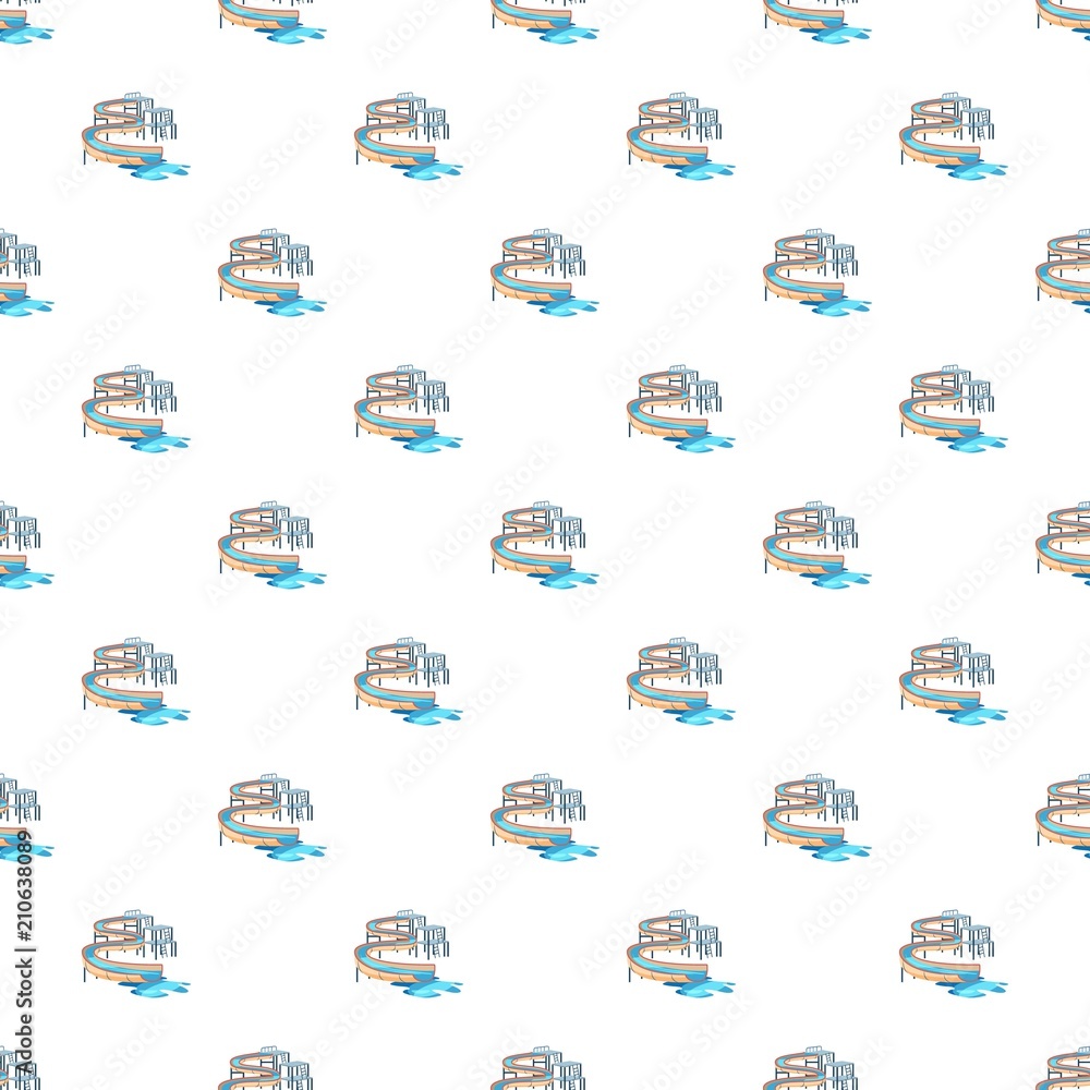 Poster waterslide in pool pattern seamless repeat in cartoon style vector illustration