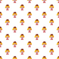 Clown face with hat pattern seamless repeat in cartoon style vector illustration