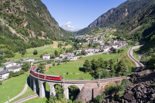 Viaduct of Brusio, Unesco world heritage. Bernina Express