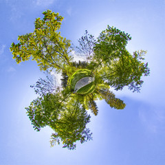 Little Planet. Spherical 360 degrees seamless panorama view in Spherical projection, panorama of...