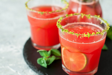 Refreshing summer drink watermelon lemonade