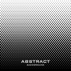 Abstract background with halftone pattern in black and white colors. Gradient texture with square elements ornament. Design template of flyer, banner, cover, poster. Vector illustration