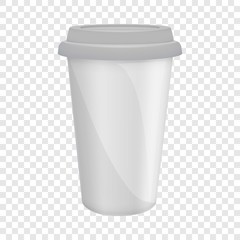 Paper coffee cup with lid mockup. Realistic illustration of paper coffee cup with lid vector mockup for web