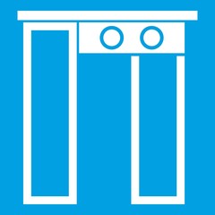 Security gate at entrance of airport icon white isolated on blue background vector illustration